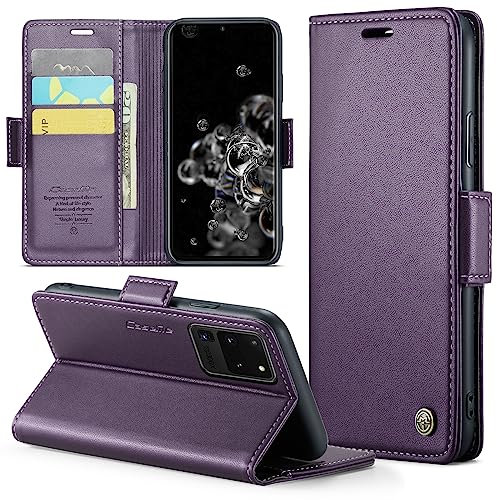 FERLAN Cover per Samsung Galaxy S20 Ultra+ 2 Pezzi Vetro Temperato,Antifurto,supporta ricarica wireless,in pelle multifunzione,chiusura magnetica con chiusura anti-urto,Viola