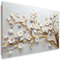 Feeby Wandbild Blumen 3D Blumenmotiv 60x40 cm 1 tlg Schlafzimmer Modern Deco Panel MDF Kunstdruck Wand Bild Wanddeko Design Wohnzimmer Büro Flur Hotel Spa Magnolie Botanik Pflanzen AI Weiß