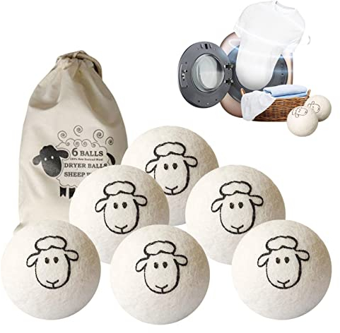 Balles De Séchage - Boule D'assouplissant en Laine Nature pour Peaux Sensibles - Fournitures De Lessive Confortables pour Réduire Les Plis, Antistatique, Raccourcir Le Temps De Séchage, Absorber