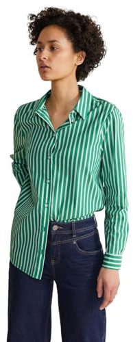 STREET ONE Damen Gestreifte Hemdbluse, fresh spring green, 36