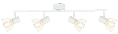 Lightbox drehbares Spotrohr - 17 x 75 x 18 cm - moderne Deckenstrahler mit Gitter Schirm & schwenkbaren Köpfen & Armen - 4 x E14, max. 40 W - aus Metall - in Weiß