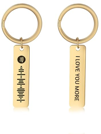 jewelora Personalisiert Schlüsselanhänger mit Spotify Code für Damen Schlüsselanhänger mit Eingraviertem Text Geburtstag Gedenktag Geschenk für Paare Freunde Familie BFF