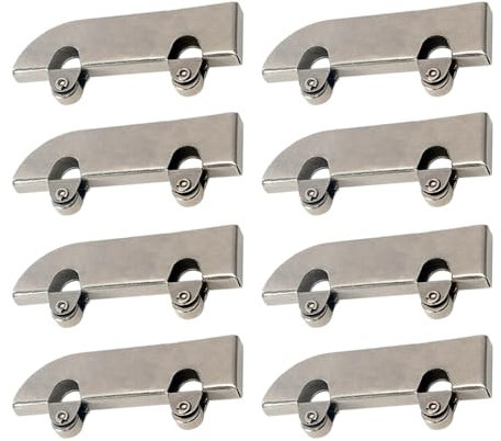 8 ruedas de acero inoxidable y hierro para puerta de vitrina, ruedas inferiores de ducha, repuesto para vidrio de 5 mm de grosor (aceros + hierro)
