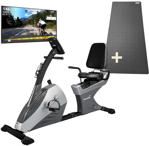 Skandika Liegeergometer Centaurus Sitzergometer Heimtrainer Liegeheimtrainer | mit Matte | 13kg Schwungmasse, 12 Trainingsprogramme, Bluetooth App-Steuerung, Google Street View | 150kg belastbar