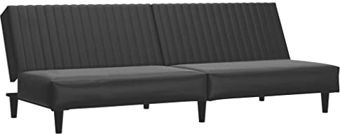 vidaXL Schlafsofa 2-Sitzer, Schlafcouch für Wohnzimmer Heimkino Büro, Gästebett mit Holzrahmen, Sofabett Tagesbett Couch Sofa Ausziehbar, Schwarz Kunstleder
