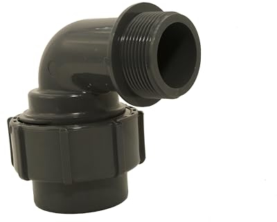 HAF® PVC Flexfit Übergangswinkel 90° mit 50mm Klemmkupplung x 1 1/2 Außengewinde | Klemm x AG | Klemmverbinder 90 Grad aus PVC-U für Verbindung von Flexschlauch - Qualität: Made in Europe