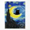 GAINOW Van Gogh Die Sternennacht-Katze, Leinwand Wandkunst berühmte schwarze Katze Poster, lustiger Katzen-Blumendruck, bunte abstrakte ästhetische für Schlafzimmer 30x40cm ungerahmt
