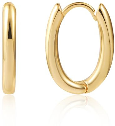 Gold Creolen Ohrringe Damen, Kleine Oval Creolen Ohrringe Goldene Dicke Creolen Ohrringe Hypoallergen 14K Kleine Gold Huggie Ohrringe Klobige Oval Ohrringe Kleine Gold Creolen Ohrringe fur Damen