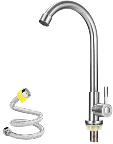 Toaren Grifo de Cocina Mezclador de Fregadero Grifo de Cocina Fregadero Grifo de Agua Fria para Cocina, Cepillado Giratorio 360°, Grifo de Cocina Fregadero Agua Caliente y Fría de Acero Inoxidable