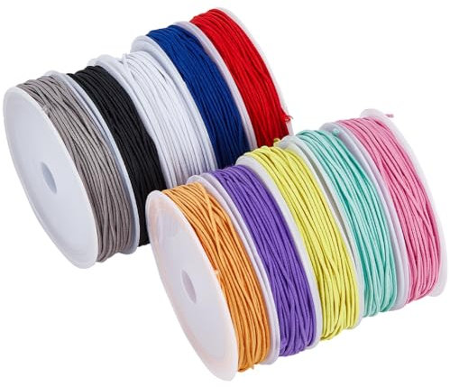 SUNNYCLUE 100M 10 Rouleaux 1mm Bijoux Cordon Élastique Coloré Cordon Élastique Extensible Réglable Mince Corde en Fibre Élastique avec Cordons de Bobine pour la Fabrication de Bijoux Bracelets Collier