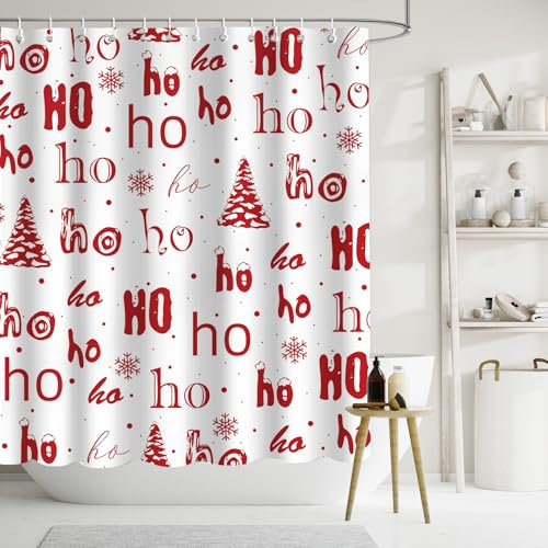 APROPHIC Tenda da Doccia per Albero di Natale Albero di Natale per Fiocco di Neve Invernale Set di Tende da Bagno per Fattoria 72 x 72 Pollici Decorazione per il Bagno in Tessuto di Poliestere