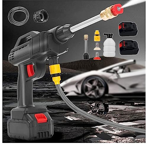 MLQUC Hidrolimpiadora,A Deua a Presión, 600W de Potencia, Dos Baterías 24V1500Mah,A Deua a Presión, Boquilla Multipropósito, para Limpieza de Ventanas.