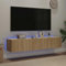 Canditree Floating TV Cabinet with LED Lights, Floating TV Stand with Storage, Floating TV Shelf Wall Mounted Entertainment Center, 160 cm (Sonoma Oak)