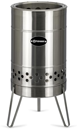 Petromax Feuertonne Pyron | Raucharmes Feuer & Sekundärverbrennung | Edelstahl | Inkl. Ascheschale & Standbeinen | Perfekt für Garten & Terrasse | Erweitbar zur Plancha