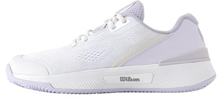 Wilson Intrigue Pro Damen-Tennisschuhe, Außergewöhnliche Stabilität und Fußgewölbeunterstützung Sicherer Sitz der Ferse für optimalen Halt, Weiß/Silber, Größe 7