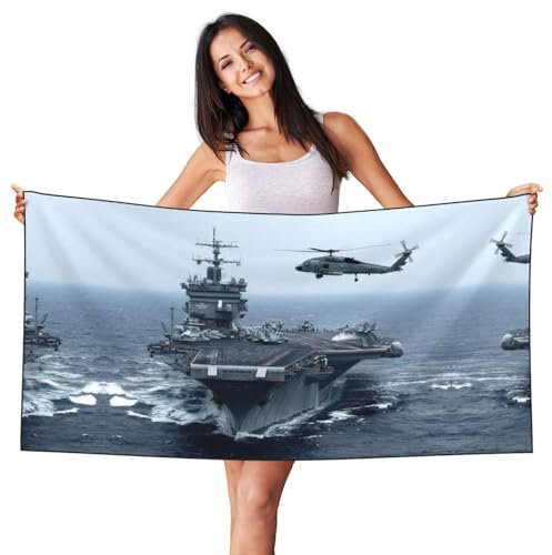 JEJEA Leichtes Strandtuch mit Flugzeugträger-Aufdruck, für Erwachsene, Damen, Herren, Pool-Handtücher für Reisen, Schwimmen, Camping, Picknick