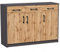 MATKAM Kommode 3D3S B110 x H85 x T35 cm Sideboard mit 3 Schubladen und 3 Türen (Anthrazit Grau-Wotan Eiche)