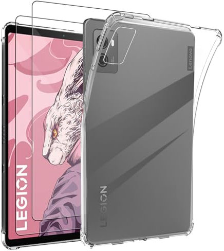 carinacoco Clear Case for Lenovo Legion Tab Y700 2023 8.8 inch with 2 Tempered Glass Screen Protector, Ultra Transparent Soft TPU Protective Cover, Lightweight Flexible Silicone Shockproof Back Cover