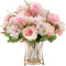 HNVNER 4 Bunches Artificial Flowers Pink Fake Silk Peonies Bouquets Faux Mixed Hydrangea Decor for Wedding Party Table Floral Arrangement Home Kitchen