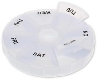 Weekly Pill Organiser, 7 Compartments, Round Clear Case with Snap Shut Lids, Portable Medicine Box