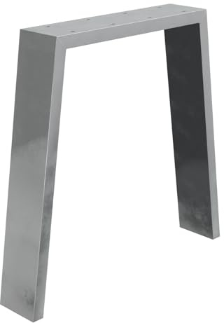 HAGO24 | Tischbeine Set 2 Stück | Trapezform | 44x42cm | Edelstahl Silber | Bankkufen | DIY Tischgestell | offene Form | Bodenschutz | Metallbeine