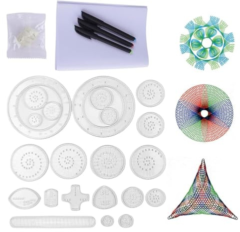 EceoThsy Spiral Designer, Multifunktionales Spiral Designer Set für Kreatives Zeichnen, Farbenfrohe Malschablonen fürErwachsene,für Künstler, schablone spirale kreise malen (transparent)