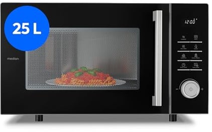 MEDION Forno a microonde con funzione grill e friggitrice ad aria calda (25 litri, 900 watt, grill da 1.500 watt, funzione aria calda da 1.500 watt, 11 programmi, 10 livelli di potenza