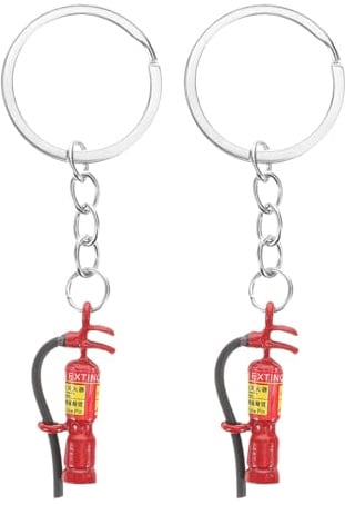 VILLCASE 2 Stück Feuerlöscher-Schlüsselanhänger (8,00 x 3,00 x 1,00 cm) aus Zinklegierung – Schnelle Schlüsselerkennung & praktische Organisation für Schlüsselbund, Rucksack, Handtasche – Geschenk für
