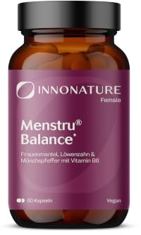 InnoNature Menstru Balance Kapslen | aus Mönchspfeffer, Frauenmantel, L-Tryptophan, Löwenzahn und natürlichem Vitamin B6 | 60 Kapseln, vegan