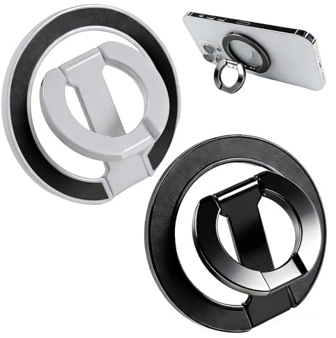 DRADERCH 2 Stück Handy Ring Halterung für Magsafe Ring Stand, Magnetisch Ringhalter, Neuer Doppelseitiger Magnetische Handy Ständer, Handy Griff Halter Fingerhalter für iPhone 17/16/15/14/13/12