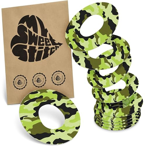 MySweetStitch 10 Ringpatches für Katheter mittel rund Camo | Stabilisiert ablösende Ränder, Mitte bleibt frei, wasserfest und flexibel, bis zu 7 Tage Halt