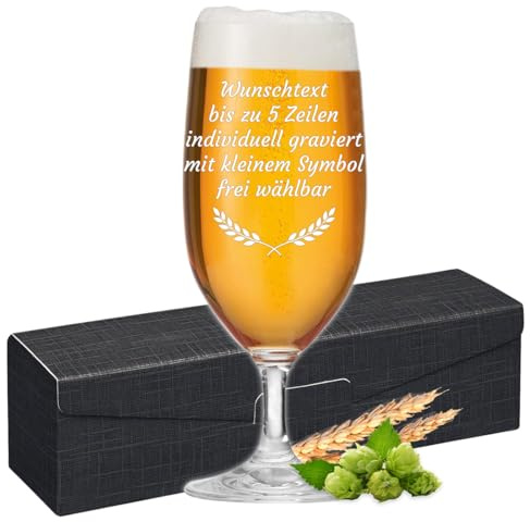 Bierglas mit Gravur 0,3 l - personalisiertes Pilsglas mit Wunschtext & Symbol, Geschenk für Männer zum Geburtstag, Jubiläum oder Bierliebhaber
