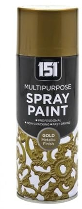 HOCHSTE 1x 151 Multipurpose Metallic Spray Paint, Quick Dry Finish Aerosol Paint for Metal, Wood & Plastic, Smooth Metallic Coating for DIY Crafts, Furniture, 400ml (1, Gold)