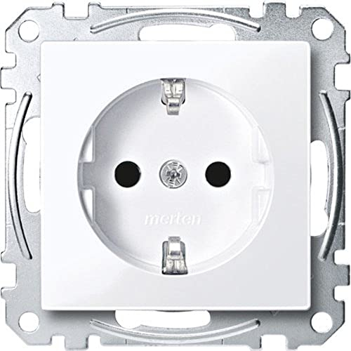 Schneider Electric Merten Schuko-Steckdose, 1-fach, Berührungsschutz, Steckklemmen, System M, aktivweiss glänzend, Artikelnummer MEG2300-0325