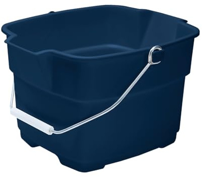 Rubbermaid Roughneck Quadratischer Eimer, 15 Viertel, Blau, bequemer/langlebiger Ausgießgriff, Stabiler Eimer für Haushaltsreinigung/Wischen