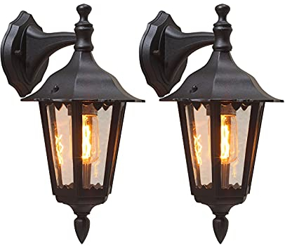 2er-Set hängende Wandleuchte FIRENZE, E27, Aluminium schwarz, Höhe 36 cm; KONSTSMIDE 7231-750