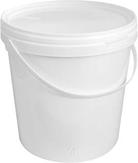 HELGUEFER - Cubo con Tapa 15L | Cubo Plastico Hermético con Asa | Apto para Guardar Alimentos | Almacenamiento de Sólidos y Líquidos | 29 diámetro x31,5 cm, Blanco
