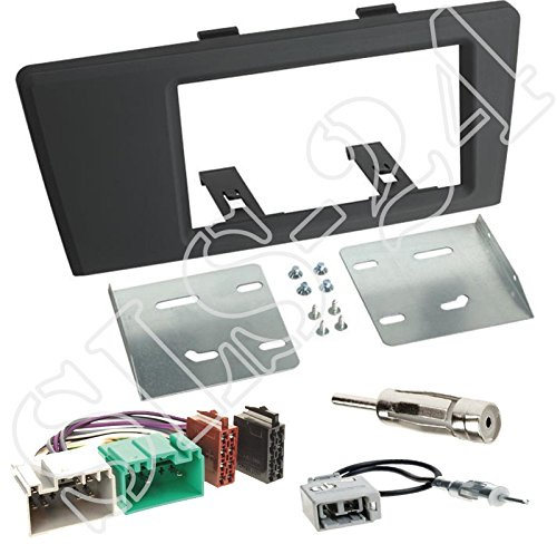 Autoradio Doppel-DIN 2-DIN Blende Radioblende schwarz + ISO Radio Adapter Radioanschlusskabel + Antennenadapter für Volvo S60 (R/H) 07/00-09/03 V70 (S/J/JV) 03/2000-09/2003 XC 70 (S) 03/2000-09/2003