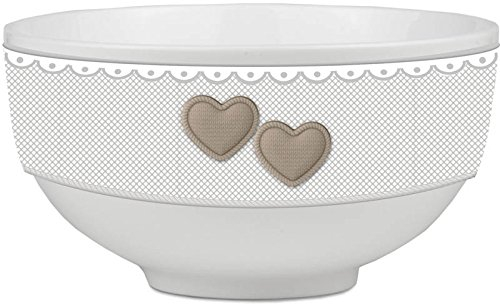 Baci Milano ciotola - Bowl cuoricini color bianco tortora