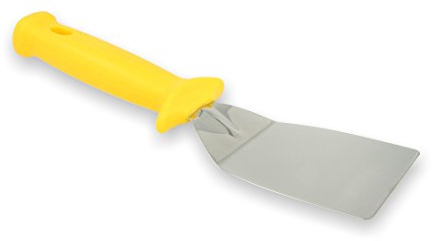 Pimotti Pizzateigspachtel aus hochwertigem polliertem Edelstahl mit Knick - einfache Teigballenaufnahme, Teigbearbeitung, Teigabstechen