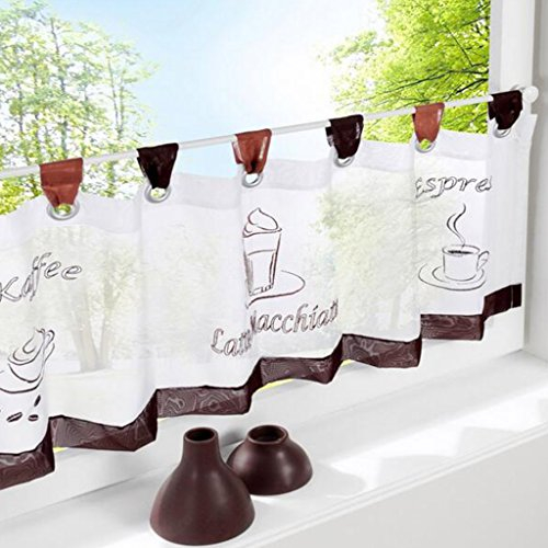 SIMPVALE 1 Stück Baumwolle Leinen Cafe kurz Vorhang Küche Vorhang Querbehang, 60cm(Höhe) x180cm(Breite)