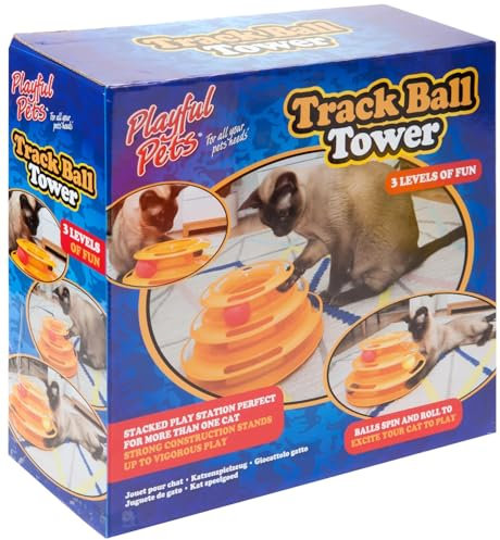 Yellow Kitticat Track Ball Tower Set - (1 Pc.) - Durable & BPA-Free Material - Interactive Cat Toy With 3-level Ball-track - Perfect For Cats & Kittens Of All Ages