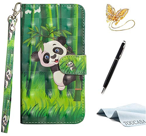 TOUCASA iPhone 5S Handyhülle,iPhone SE Hülle, Brieftasche flip PU Leder ledercaseHülle Kartenfächer [3D Oberfläche] Ultra Glatte Berührung für iPhone 5/iPhone 5S/iPhone SE-（Panda）+Stylus Pen