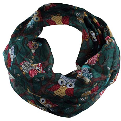 YEBIRAL Schal Damen Winter Eule Tierdruck Niedlich Halstuch Frauen Deckenschal Schals 10 Farben(Grün-1)