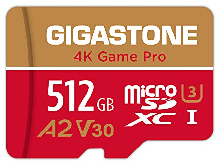 [5-Yrs Free Data Recovery] Gigastone 512GB Micro SD Card, Game Pro, MicroSDXC Memory Card for Nintendo-Switch, GoPro, Action Camera, DJI, 4K UHD Video, R/W up to 100/60 MB/s, UHS-I U3 A2 V30 C10