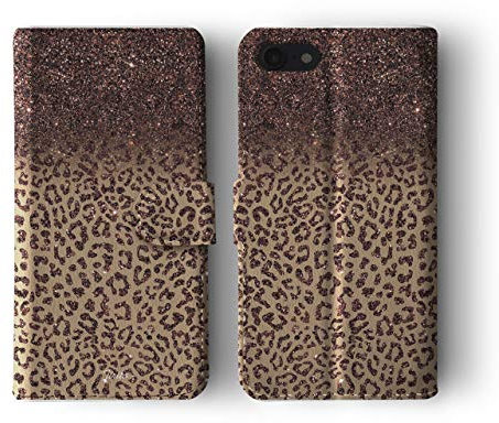 Tirita Wallet Leather Flip Phone Case Compatible with iPhone X & Xs PRINTED GLITTER, NOT REAL GLITTER Sparkly Wild Animal Print Leopard Cheetah