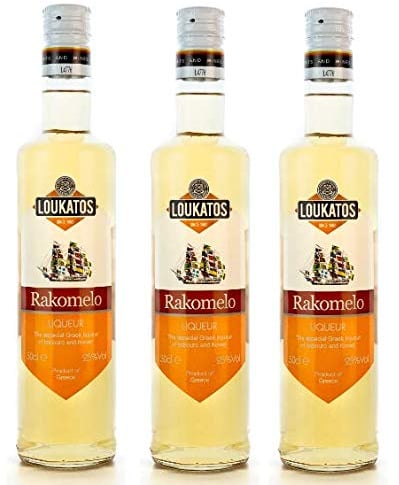 3x 500ml Rakomelo Raki Schnaps mit Zimt und Honig 25% Vol. griechischer Trester Likör LOUKATOS Spar Set