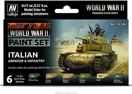 Vallejo VAL70209 Farb-Set, Italienische Panzerung & Infanterie, WWII Colours for Models and minatures, green or brown gray military color