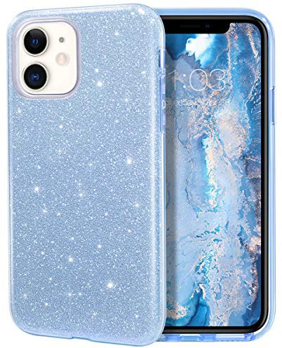 MILPROX iPhone 11 Case, Bling Sparkly Glitter Luxury Shiny Sparker Shell, Protective 3 Layer Hybrid Anti-Slick Slim Soft Cover for iPhone 11 6.1 inch (2019)-Blue