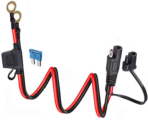 DONJON 10AWG SAE Anschluss Kabel,SAE-O-Ring Batterie Verlängerungskabel,2pin Schnelltrenn Verlängerungskabel,SAE Anschluss Kabel mit 15A Sicherung Staubkappe, für Motorrad,Auto,3.28FT